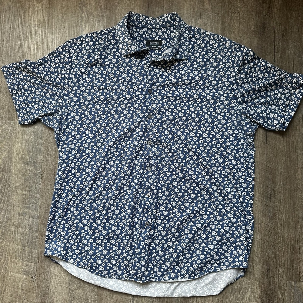 Bugatchi Cotton Tech 8 Way Stretch Polo Shirt Mens Size XXL Short Sleeve Golf